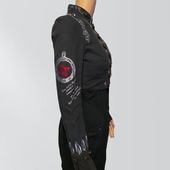 NWT Vintage AllSaints Extremely Rare Embroidered Symbols Angels Crop Jacket - Picture 3 of 12